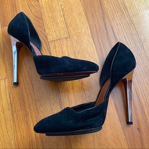 Schutz Stanford Black Suede D'orsay High Heel